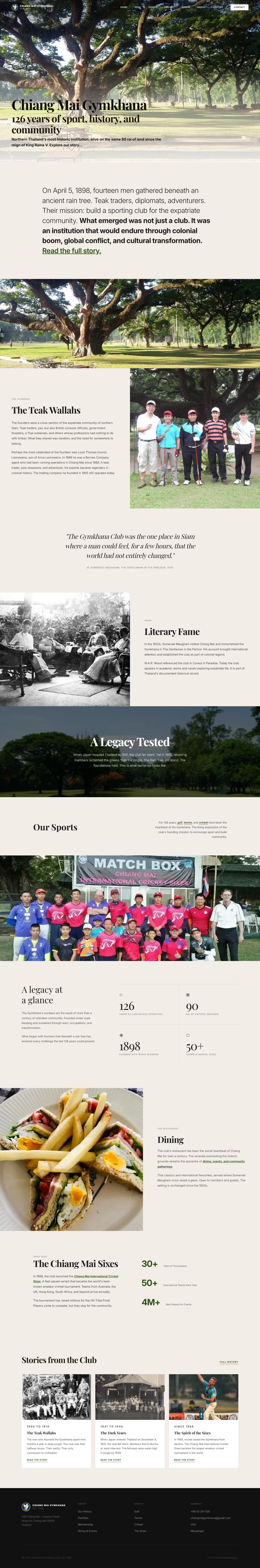Chiang Mai Gymkhana Club — full website from hero to footer